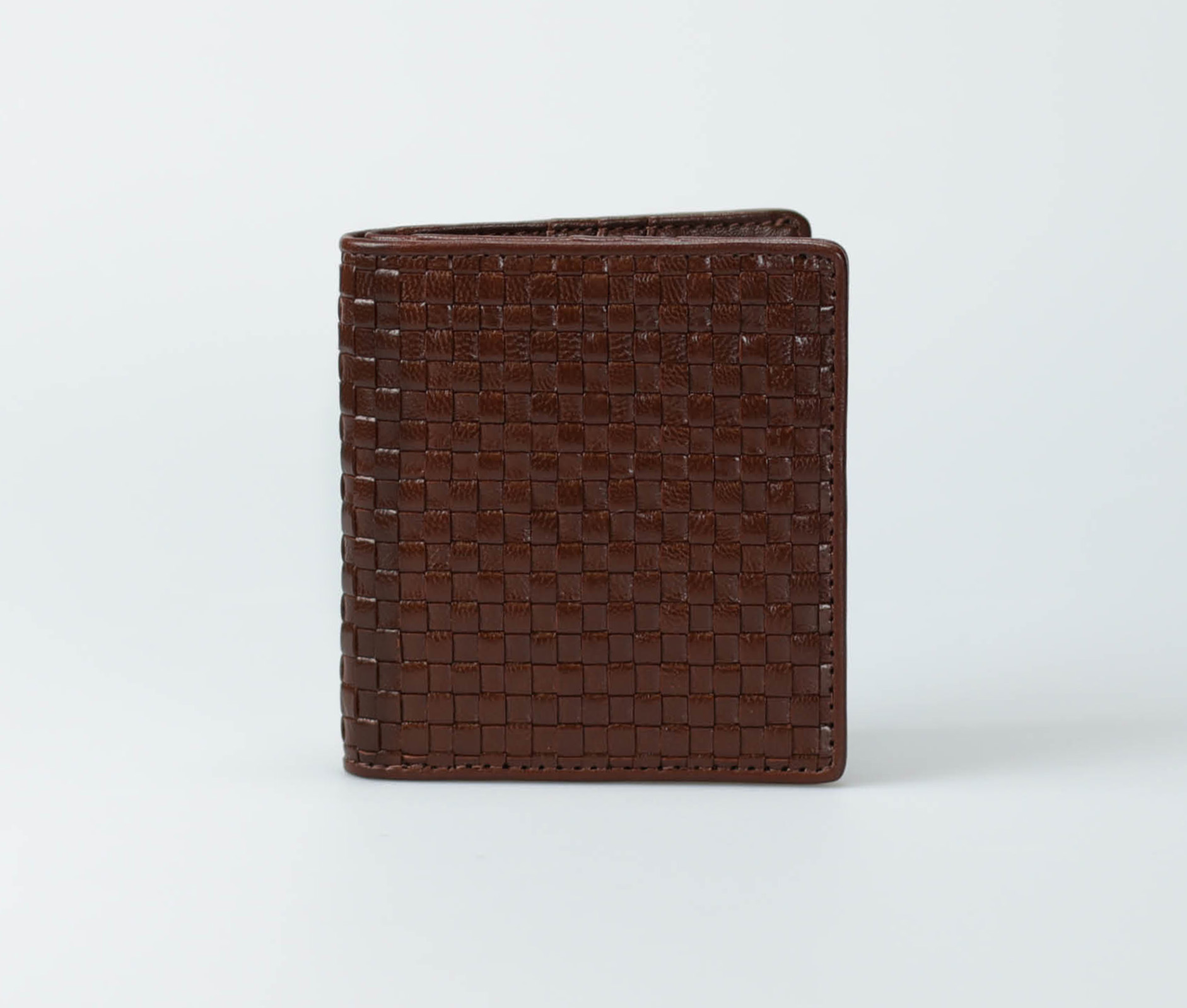 Bifold Vertical Woven Leather Wallet
